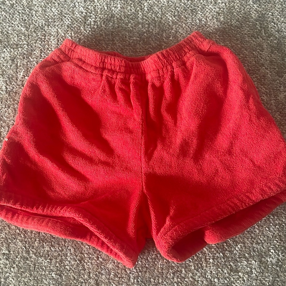 Terry Red Beach Short Cover Up Bottoms